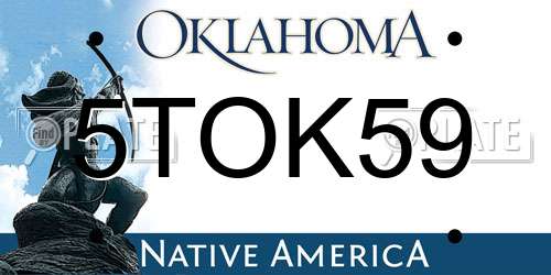 5TOK59 Oklahoma License Plate