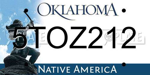 5TOZ212 Oklahoma License Plate