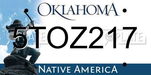 5TOZ217 Oklahoma License Plate