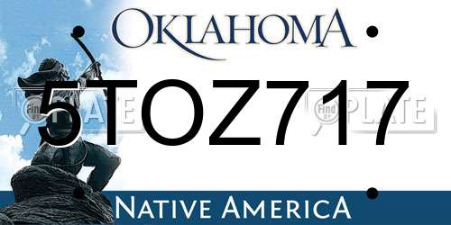 5TOZ717 Oklahoma License Plate