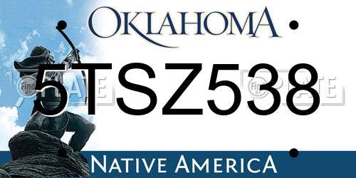 5TSZ538 Oklahoma License Plate