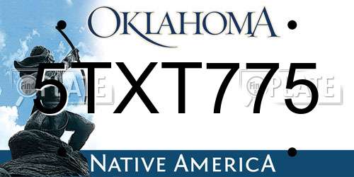 5TXT775 Oklahoma License Plate