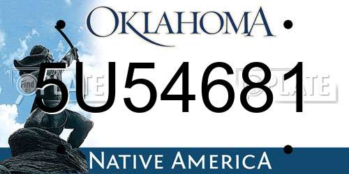5U54681 Oklahoma License Plate