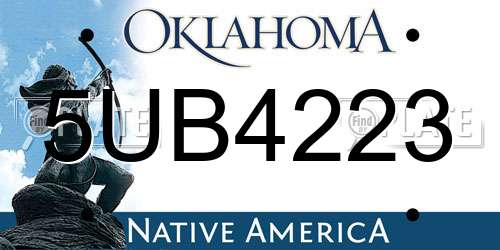 5UB4223 Oklahoma License Plate