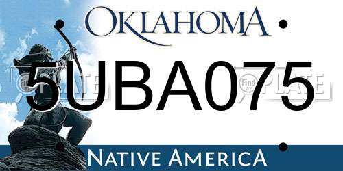 5UBA075 Oklahoma License Plate