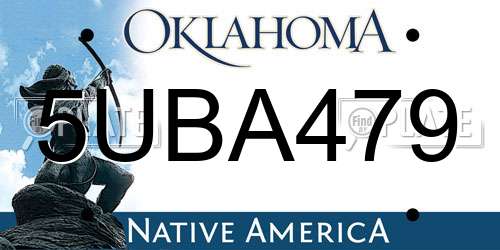 5UBA479 Oklahoma License Plate