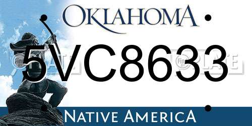 5VC8633 Oklahoma License Plate