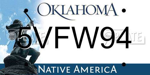 5VFW94 Oklahoma License Plate