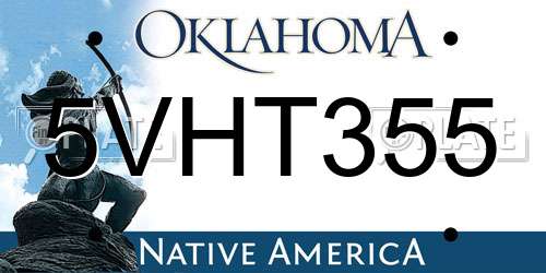 5VHT355 Oklahoma License Plate