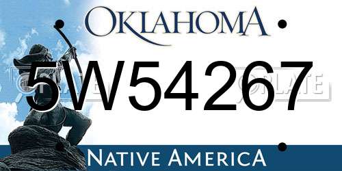 5W54267 Oklahoma License Plate