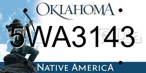 5WA3143 Oklahoma License Plate