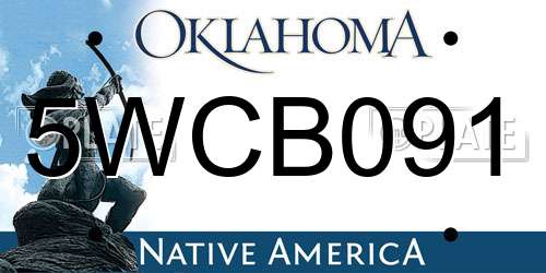5WCB091 Oklahoma License Plate