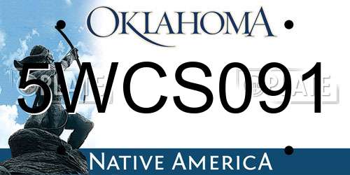 5WCS091 Oklahoma License Plate