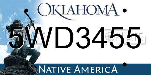5WD3455 Oklahoma License Plate