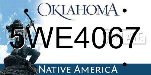 5WE4067 Oklahoma License Plate