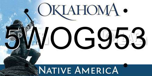 5WOG953 Oklahoma License Plate