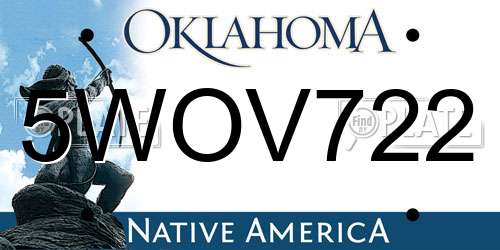5WOV722 Oklahoma License Plate