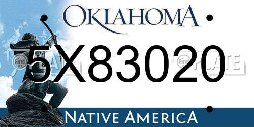 5X83020 Oklahoma License Plate