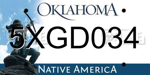 5XGD034 Oklahoma License Plate
