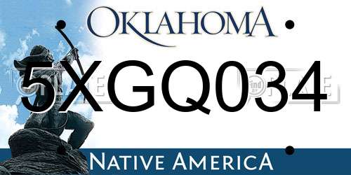 5XGQ034 Oklahoma License Plate