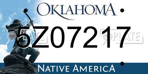 5Z07217 Oklahoma License Plate