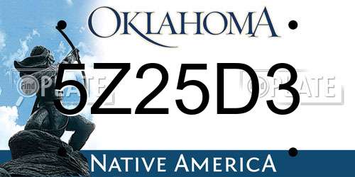 5Z25D3 Oklahoma License Plate
