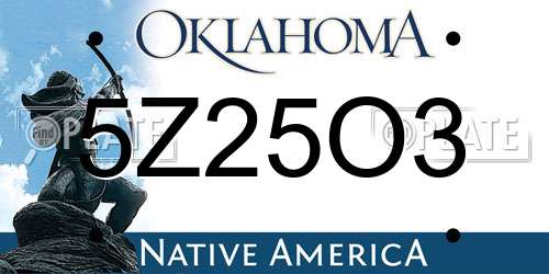 5Z25O3 Oklahoma License Plate