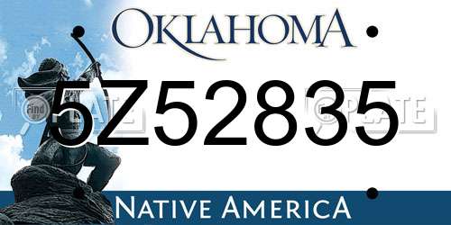 5Z52835 Oklahoma License Plate