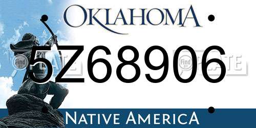 5Z68906 Oklahoma License Plate