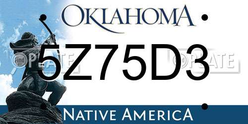 5Z75D3 Oklahoma License Plate