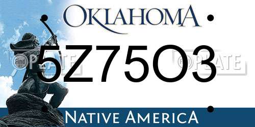 5Z75O3 Oklahoma License Plate