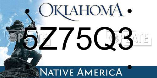 5Z75Q3 Oklahoma License Plate