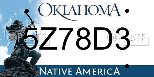 5Z78D3 Oklahoma License Plate