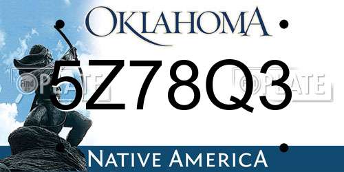 5Z78Q3 Oklahoma License Plate