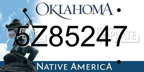 5Z85247 Oklahoma License Plate