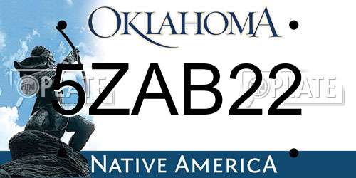 5ZAB22 Oklahoma License Plate