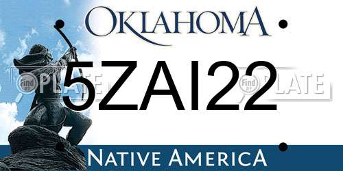 5ZAI22 Oklahoma License Plate