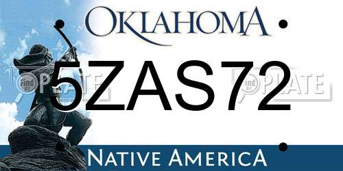 5ZAS72 Oklahoma License Plate