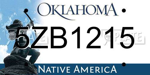 5ZB1215 Oklahoma License Plate