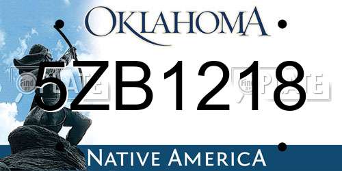5ZB1218 Oklahoma License Plate