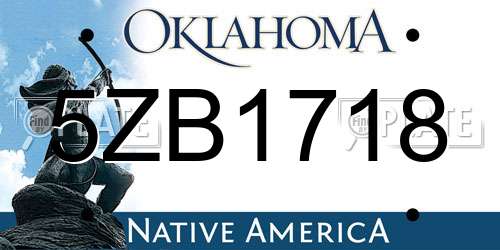 5ZB1718 Oklahoma License Plate