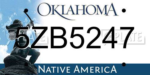 5ZB5247 Oklahoma License Plate