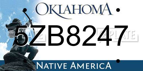 5ZB8247 Oklahoma License Plate