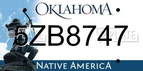 5ZB8747 Oklahoma License Plate