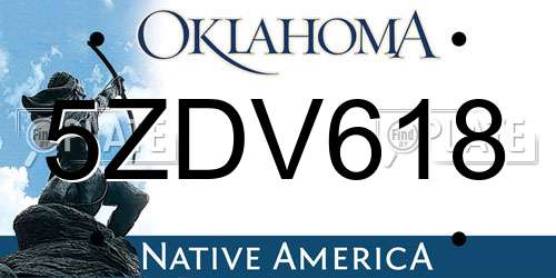 5ZDV618 Oklahoma License Plate