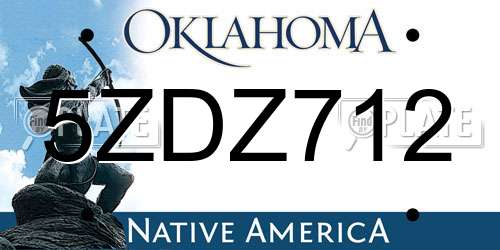 5ZDZ712 Oklahoma License Plate