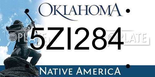 5ZI284 Oklahoma License Plate