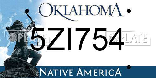 5ZI754 Oklahoma License Plate