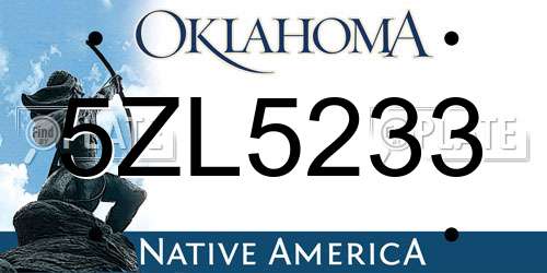 5ZL5233 Oklahoma License Plate