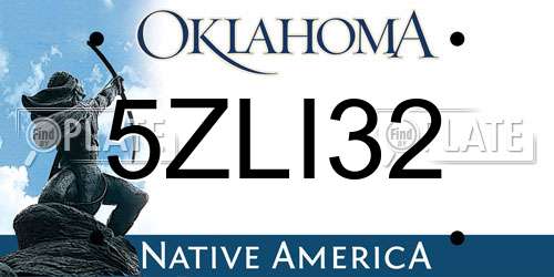 5ZLI32 Oklahoma License Plate